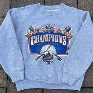 New York Mets 2000 Season Champions Sweatshirt Ash Grey Vtg